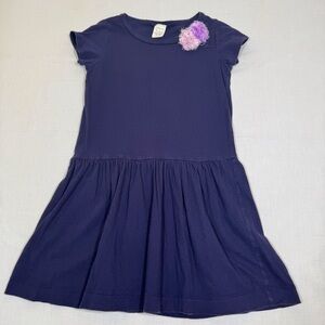 Crewcuts Navy Dress with Purple Floral Detail